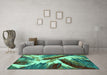 Machine Washable Abstract Turquoise Modern Area Rugs in a Living Room,, wshabs2551turq