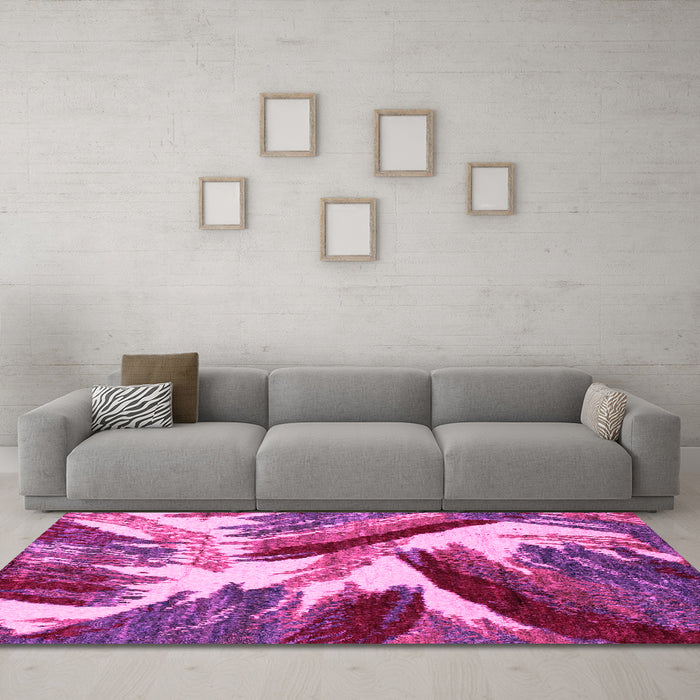 Machine Washable Abstract Pink Modern Rug in a Living Room, wshabs2551pnk