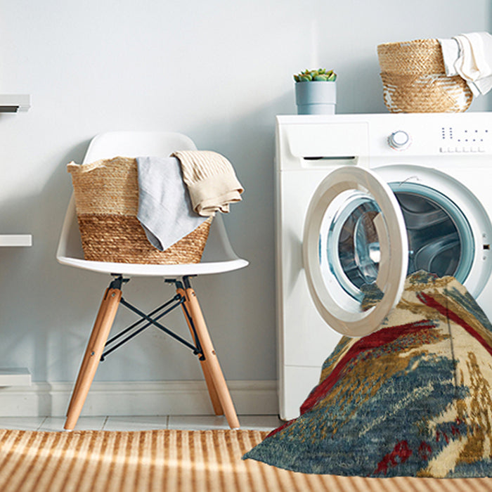 Machine Washable Abstract Dark Sienna Brown Rug in a Washing Machine, wshabs2551