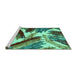 Sideview of Machine Washable Abstract Turquoise Modern Area Rugs, wshabs2551turq