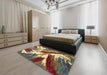 Abstract Dark Sienna Brown Modern Rug in a Bedroom, abs2551