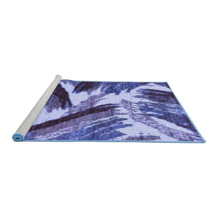Sideview of Machine Washable Abstract Blue Modern Rug, wshabs2551blu