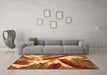 Machine Washable Abstract Orange Modern Area Rugs in a Living Room, wshabs2551org