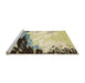 Sideview of Machine Washable Abstract Brown Gold Rug, wshabs2552