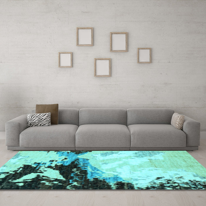 Machine Washable Abstract Light Blue Modern Rug in a Living Room, wshabs2552lblu