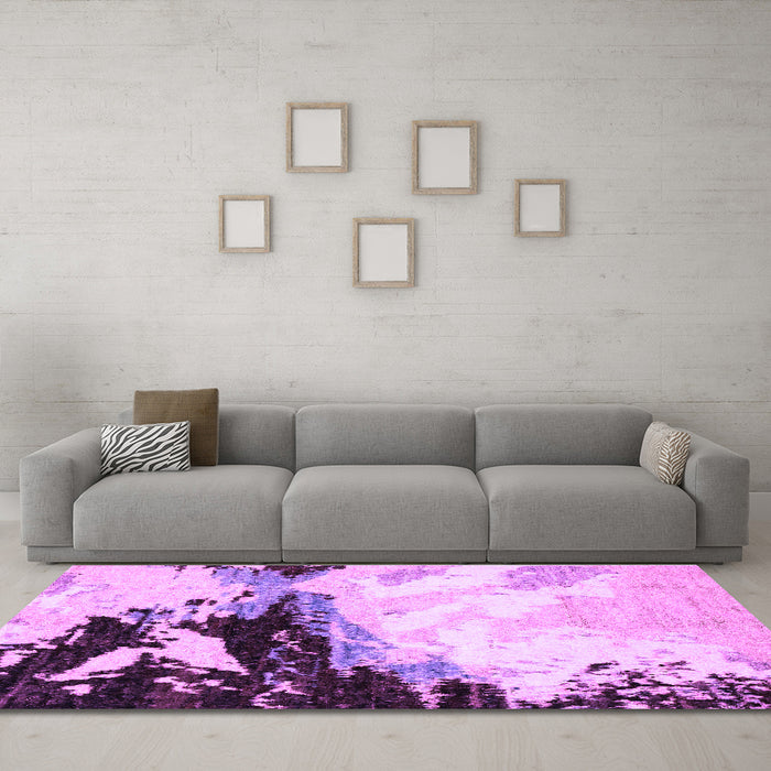 Machine Washable Abstract Purple Modern Area Rugs in a Living Room, wshabs2552pur