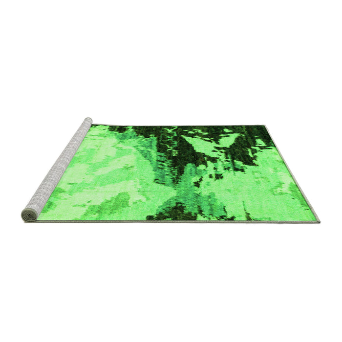 Sideview of Machine Washable Abstract Green Modern Area Rugs, wshabs2552grn