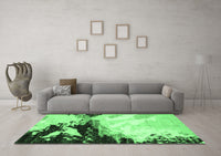 Machine Washable Abstract Emerald Green Modern Rug, wshabs2552emgrn