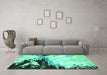 Machine Washable Abstract Turquoise Modern Area Rugs in a Living Room,, wshabs2552turq