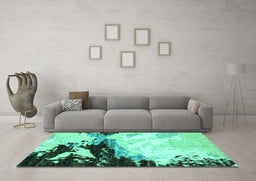 Machine Washable Abstract Turquoise Modern Area Rugs in a Living Room,, wshabs2552turq