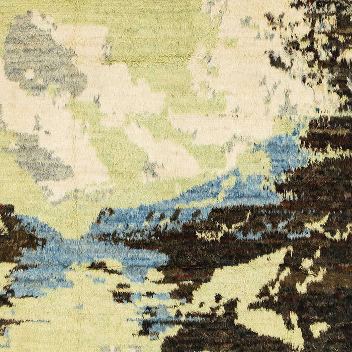 Machine Washable Abstract Brown Gold Rug, wshabs2552