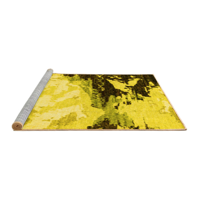 Sideview of Machine Washable Abstract Yellow Modern Rug, wshabs2552yw