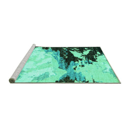Sideview of Machine Washable Abstract Turquoise Modern Area Rugs, wshabs2552turq