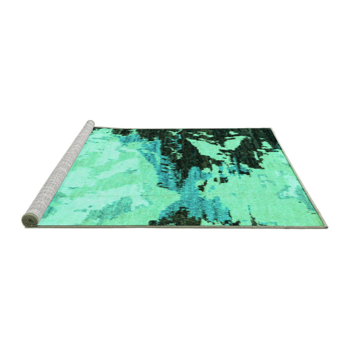 Sideview of Machine Washable Abstract Turquoise Modern Area Rugs, wshabs2552turq