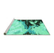 Sideview of Machine Washable Abstract Turquoise Modern Area Rugs, wshabs2552turq