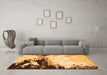 Machine Washable Abstract Orange Modern Area Rugs in a Living Room, wshabs2552org