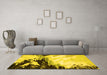 Machine Washable Abstract Yellow Modern Rug in a Living Room, wshabs2552yw