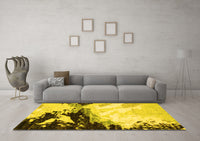 Machine Washable Abstract Yellow Modern Rug, wshabs2552yw