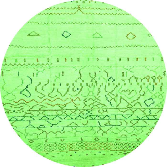 Round Abstract Green Modern Rug, abs2553grn