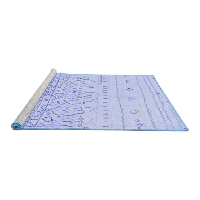 Sideview of Machine Washable Abstract Blue Modern Rug, wshabs2553blu