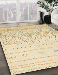 Abstract Khaki Gold Modern Rug, abs2553