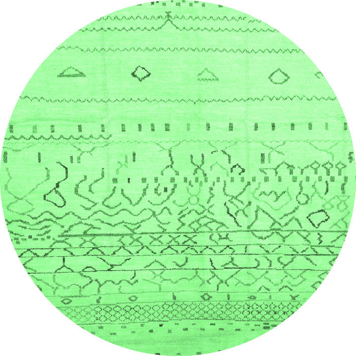 Round Abstract Emerald Green Modern Rug, abs2553emgrn