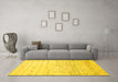 Machine Washable Abstract Yellow Modern Rug in a Living Room, wshabs2553yw