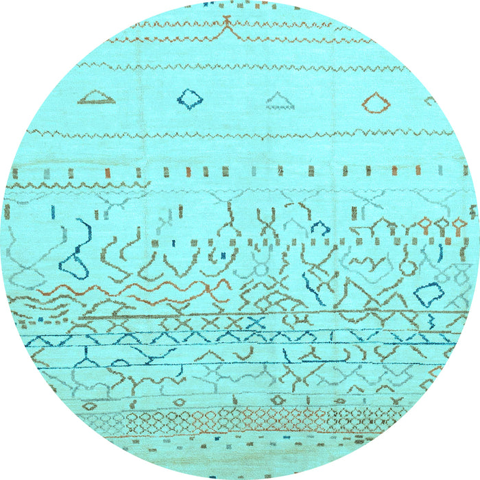 Round Abstract Light Blue Modern Rug, abs2553lblu