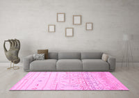 Machine Washable Abstract Pink Modern Rug, wshabs2553pnk