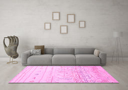 Machine Washable Abstract Pink Modern Rug in a Living Room, wshabs2553pnk