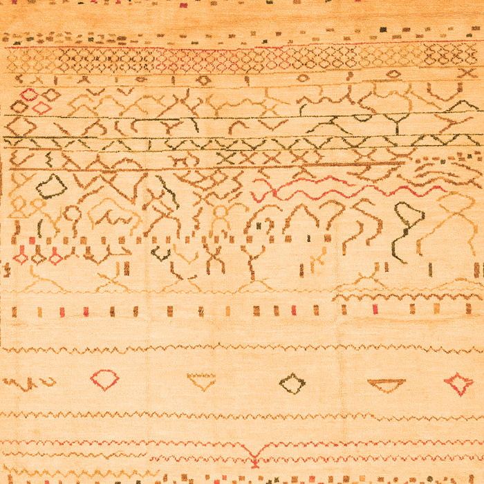 Square Machine Washable Abstract Orange Modern Area Rugs, wshabs2553org