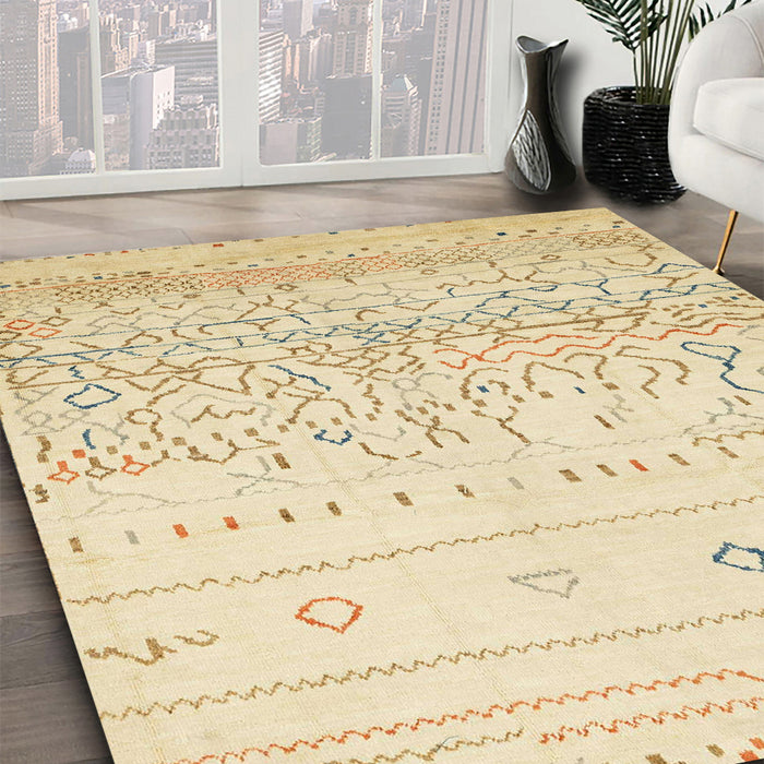 Machine Washable Abstract Khaki Gold Rug in a Family Room, wshabs2553
