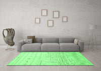 Machine Washable Abstract Emerald Green Modern Rug, wshabs2553emgrn