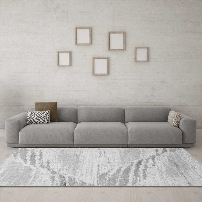 Machine Washable Abstract Gray Modern Rug in a Living Room,, wshabs2554gry