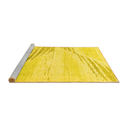 Sideview of Machine Washable Abstract Yellow Modern Rug, wshabs2554yw