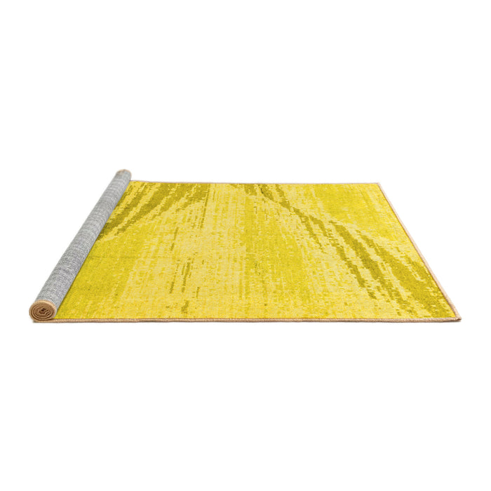 Sideview of Machine Washable Abstract Yellow Modern Rug, wshabs2554yw
