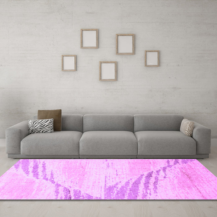 Machine Washable Abstract Purple Modern Area Rugs in a Living Room, wshabs2554pur