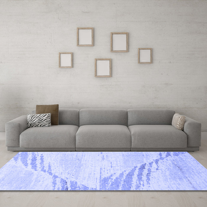 Machine Washable Abstract Blue Modern Rug in a Living Room, wshabs2554blu