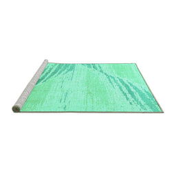 Sideview of Machine Washable Abstract Turquoise Modern Area Rugs, wshabs2554turq