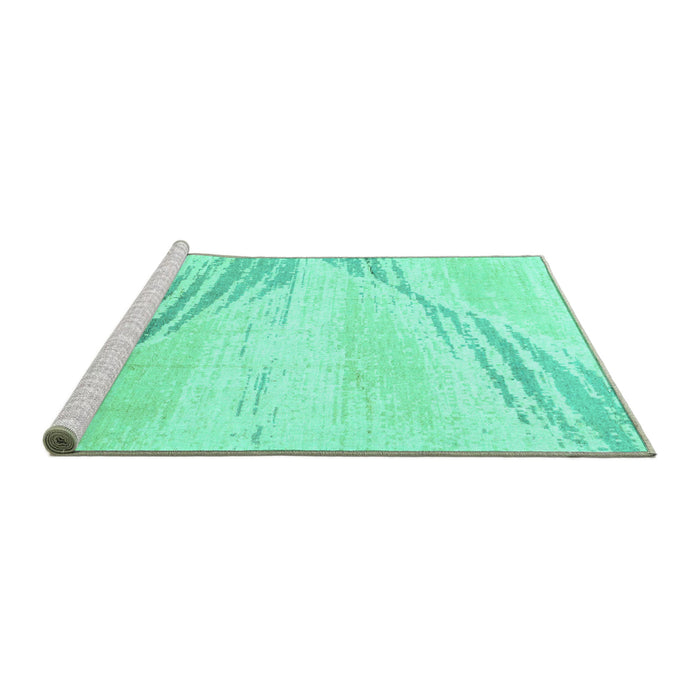 Sideview of Machine Washable Abstract Turquoise Modern Area Rugs, wshabs2554turq