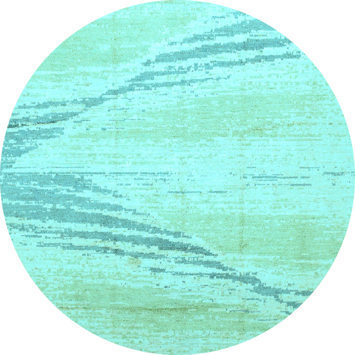 Round Machine Washable Abstract Light Blue Modern Rug, wshabs2554lblu
