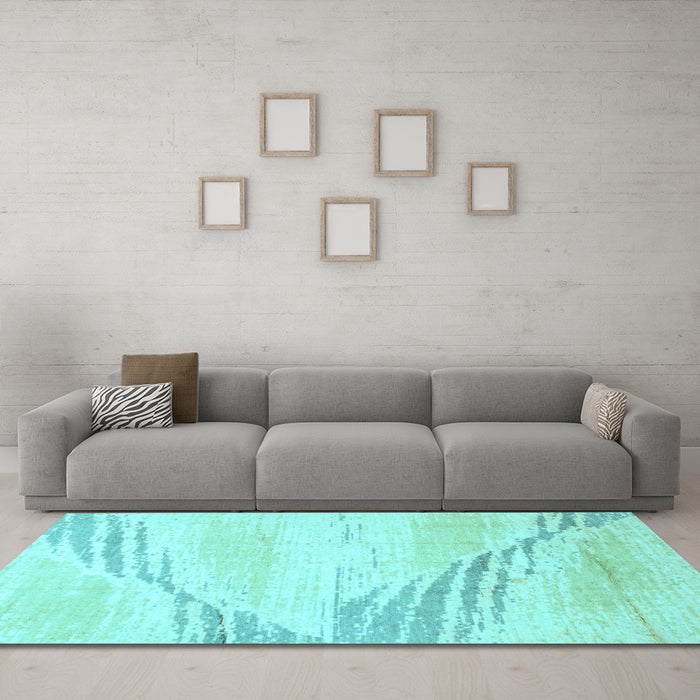 Machine Washable Abstract Light Blue Modern Rug in a Living Room, wshabs2554lblu