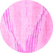 Round Machine Washable Abstract Pink Modern Rug, wshabs2554pnk