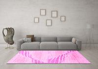 Machine Washable Abstract Pink Modern Rug, wshabs2554pnk