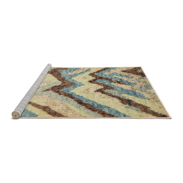 Sideview of Machine Washable Abstract Brown Gold Rug, wshabs2555