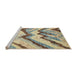 Sideview of Machine Washable Abstract Brown Gold Rug, wshabs2555