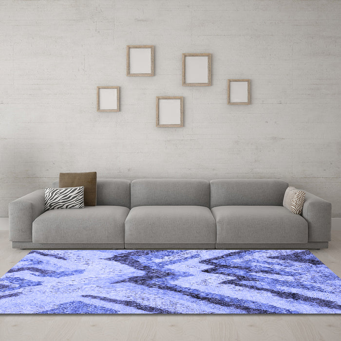Machine Washable Abstract Blue Modern Rug in a Living Room, wshabs2555blu