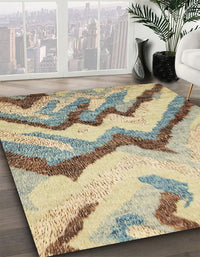 Abstract Brown Gold Modern Rug, abs2555