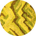 Round Abstract Yellow Modern Rug, abs2555yw