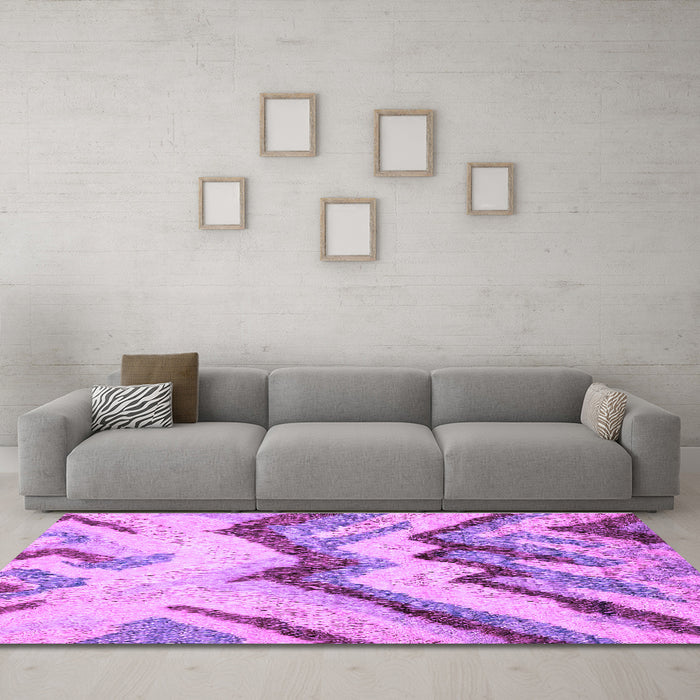 Machine Washable Abstract Purple Modern Area Rugs in a Living Room, wshabs2555pur